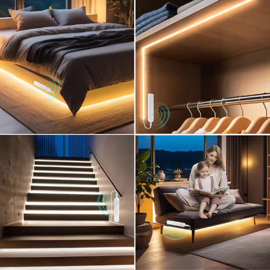 Motion Sensor LED Strip Light – Battery Powered, Warm White